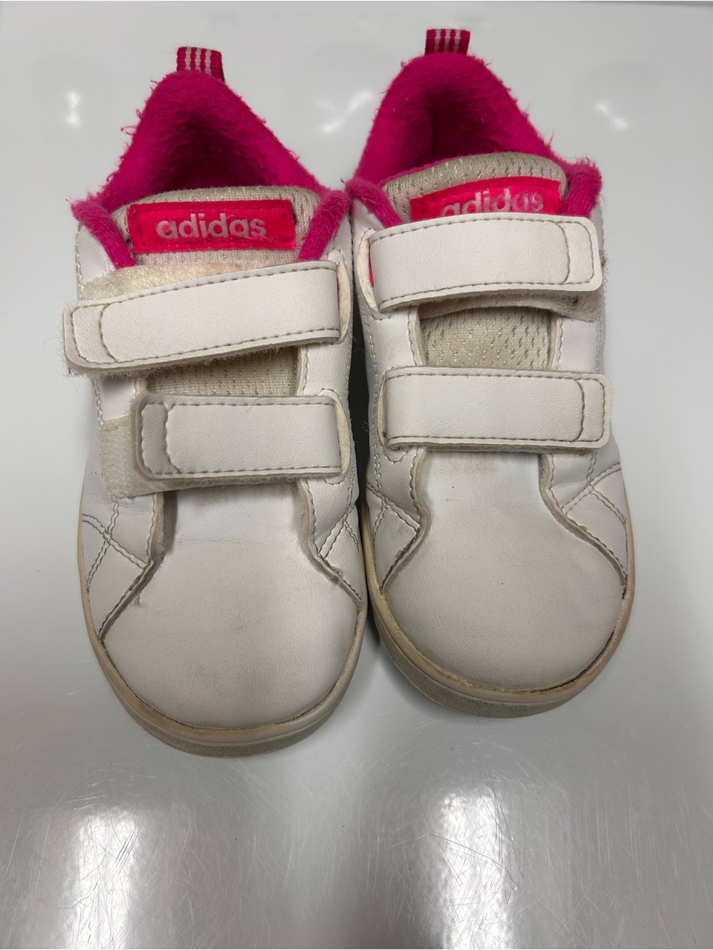 Adidas Advantage Neo Comfort footbed Kid Girl US Sz 9K White Sneaker Pink Lined
